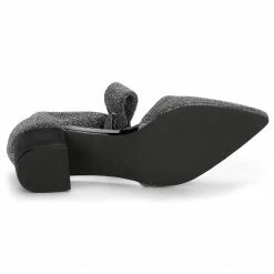 Allegra K Women's Block Heels Lace Up Sandals Glitter Pumps