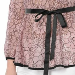 Allegra K Self-Tie Waist Bi-Color Contrast Lace Peplum Top 128 Allegra K Self-Tie Waist Bi-Color Contrast Lace Peplum Top