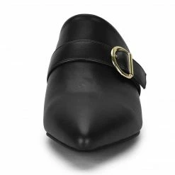 Allegra K Women's Pointed Toe Chunky Heel Mules Shoes