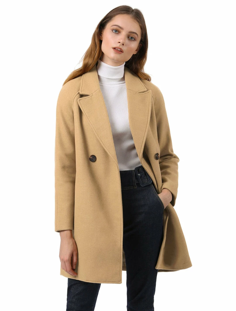 Allegra K Double Breasted Notched Lapel Coat With Raglan Sleeves 5 Allegra K Double Breasted Notched Lapel Coat With Raglan Sleeves