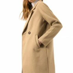Allegra K Double Breasted Notched Lapel Coat With Raglan Sleeves