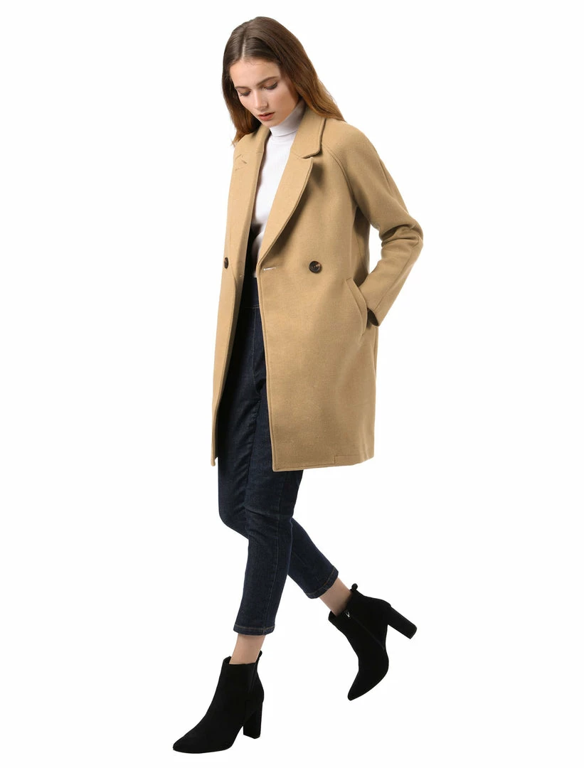 Allegra K Double Breasted Notched Lapel Coat With Raglan Sleeves 6 Allegra K Double Breasted Notched Lapel Coat With Raglan Sleeves
