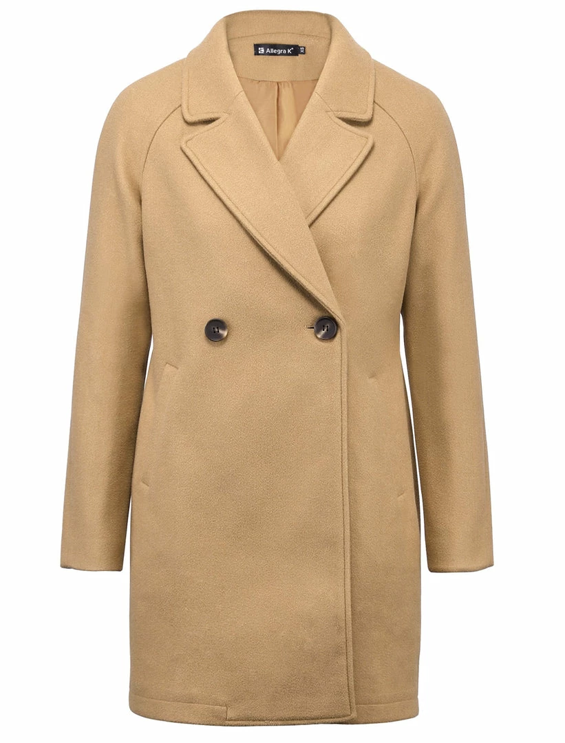 Allegra K Double Breasted Notched Lapel Coat With Raglan Sleeves 8 Allegra K Double Breasted Notched Lapel Coat With Raglan Sleeves