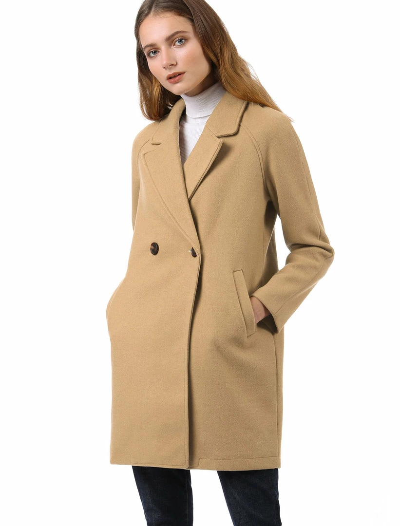 Allegra K Double Breasted Notched Lapel Coat With Raglan Sleeves 3 Allegra K Double Breasted Notched Lapel Coat With Raglan Sleeves