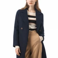 Allegra K Double Breasted Notched Lapel Coat With Raglan Sleeves 140 Allegra K Double Breasted Notched Lapel Coat With Raglan Sleeves