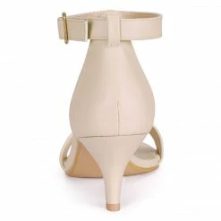 Allegra K TR98227C-1 Women Open Toe Kitten Heeled Ankle Strap Sandals Shoes