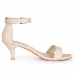 Allegra K TR98227C-1 Women Open Toe Kitten Heeled Ankle Strap Sandals Shoes