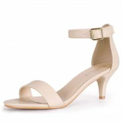 Allegra K TR98227C-1 Women Open Toe Kitten Heeled Ankle Strap Sandals Shoes