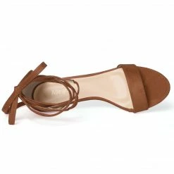 Allegra K Women's Women Open Toe Kitten Heel Lace Up Dress Sandals