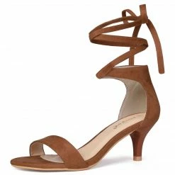 Allegra K Women's Women Open Toe Kitten Heel Lace Up Dress Sandals