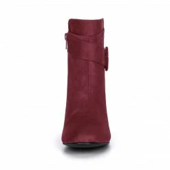 Allegra K Women's Round Toe Block Heel Boots Ankle Booties Shoes