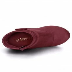 Allegra K Women's Round Toe Block Heel Boots Ankle Booties Shoes