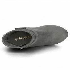 Allegra K Women's Round Toe Block Heel Boots Ankle Booties Shoes