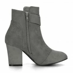 Allegra K Women's Round Toe Block Heel Boots Ankle Booties Shoes