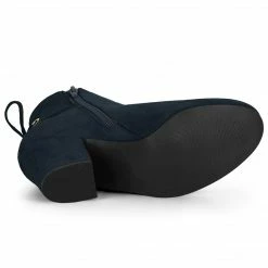 Allegra K Shoes Women's Round Toe Block Heel Back Zipper Ankle Boots