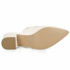 Allegra K Women's Pointed Toe Chunky Heel Mules Shoes