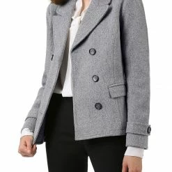 Allegra K Women's Notched Lapel Double Breasted Pea Coat