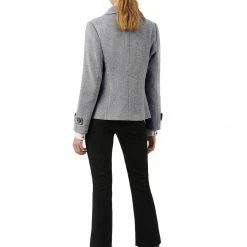 Allegra K Women's Notched Lapel Double Breasted Pea Coat