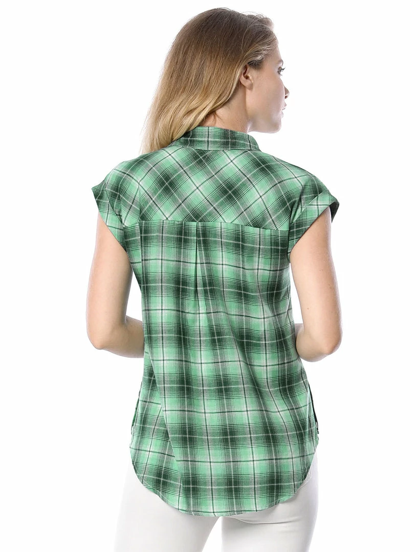 Allegra K Short Sleeve Button Down Blouse Plaid Shirt Women 13 Allegra K Short Sleeve Button Down Blouse Plaid Shirt Women