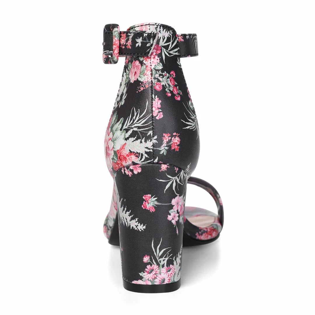 Allegra K Women Open Toe Block Heel Printed Ankle Strap Sandals Shoes 26 Allegra K Women Open Toe Block Heel Printed Ankle Strap Sandals Shoes