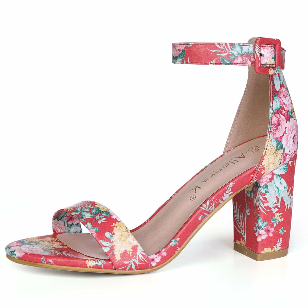 Allegra K Women Open Toe Block Heel Printed Ankle Strap Sandals Shoes 17 Allegra K Women Open Toe Block Heel Printed Ankle Strap Sandals Shoes