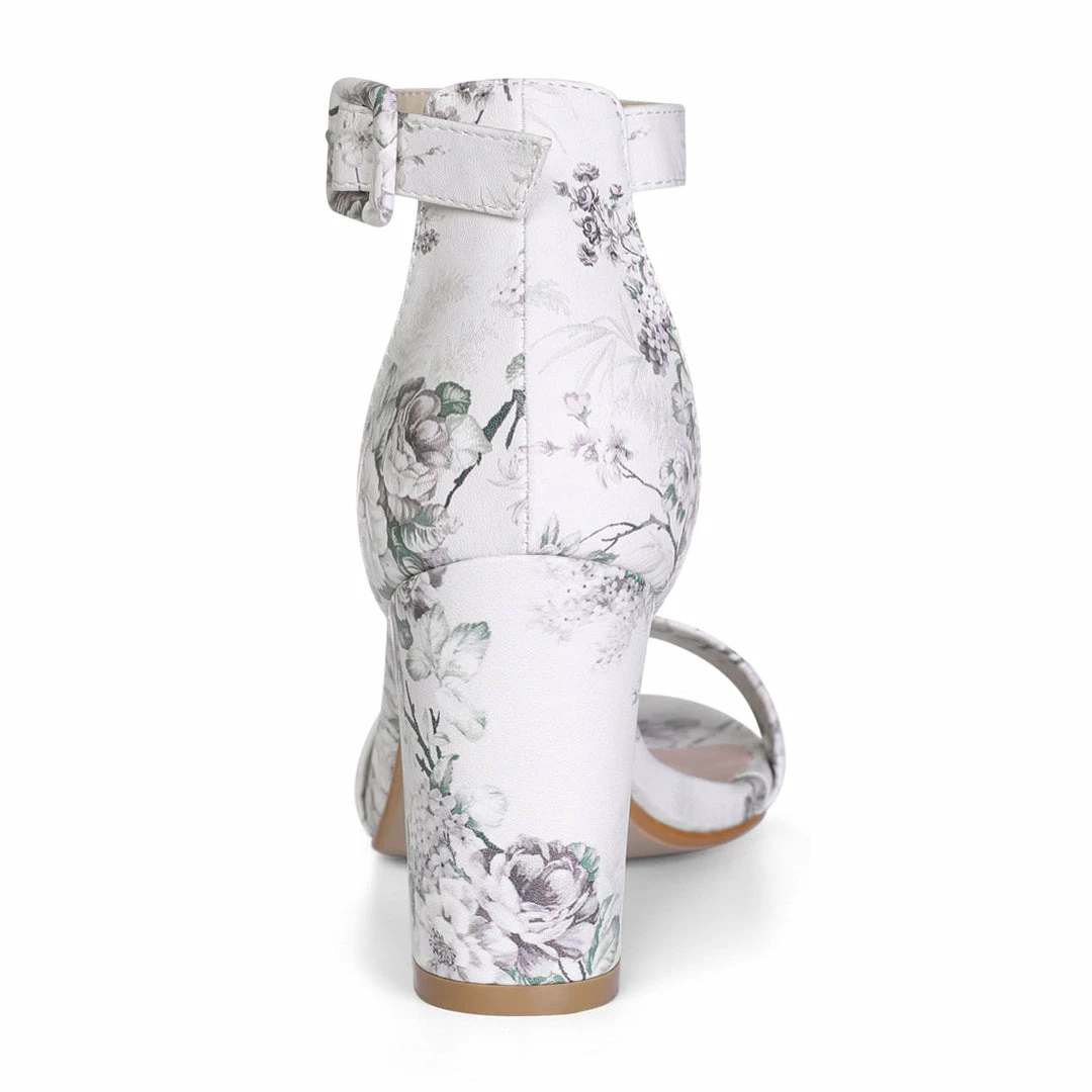 Allegra K Women Open Toe Block Heel Printed Ankle Strap Sandals Shoes 12 Allegra K Women Open Toe Block Heel Printed Ankle Strap Sandals Shoes