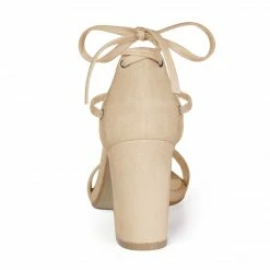 Allegra K Women's Tie Up Strappy Heels Chunky High Heels Sandal Shoes