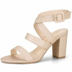 Allegra K YFL284-23 Women Crisscross Open Toe Block Heel Strappy Sandals Shoes 37 Allegra K YFL284-23 Women Crisscross Open Toe Block Heel Strappy Sandals Shoes