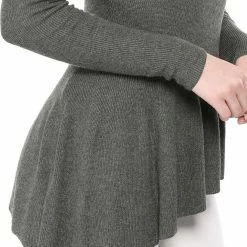 Allegra K Women's Long Sleeve Ribbed Knit Ruffle Hem Peplum Top