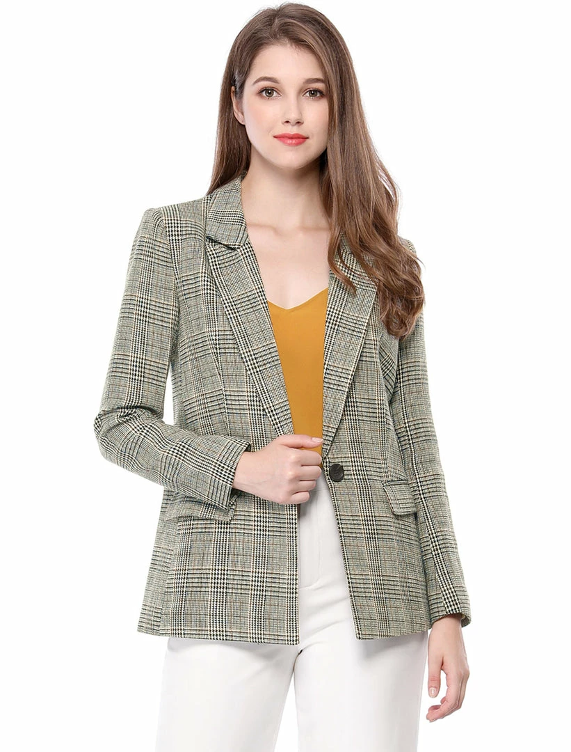 Allegra K Notched Lapel Plaid Boyfriend Blazer Jacket 28 Allegra K Notched Lapel Plaid Boyfriend Blazer Jacket
