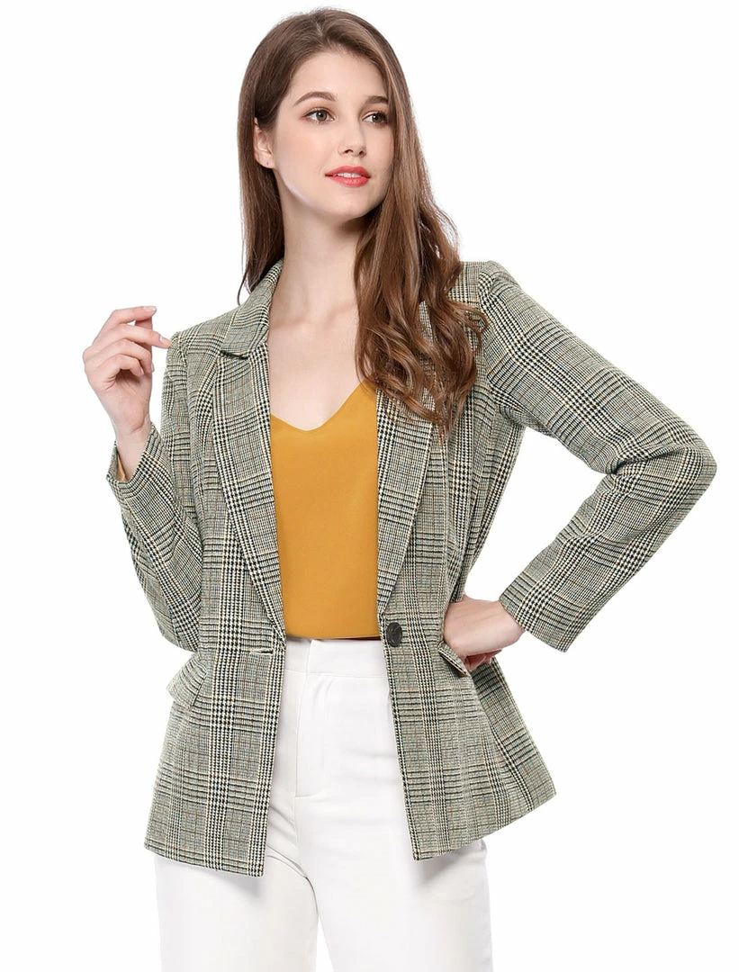 Allegra K Notched Lapel Plaid Boyfriend Blazer Jacket 27 Allegra K Notched Lapel Plaid Boyfriend Blazer Jacket