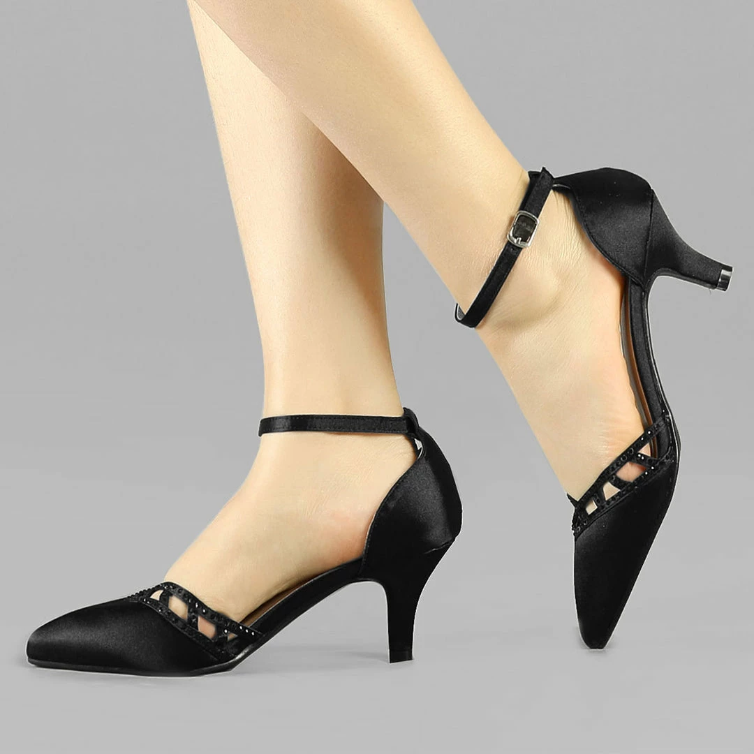 Allegra K Women's Pointed Toe Rhinestone Kitten Heel Pumps 18 Allegra K Women's Pointed Toe Rhinestone Kitten Heel Pumps