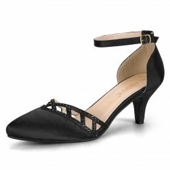 Allegra K Women's Pointed Toe Rhinestone Kitten Heel Pumps 37 Allegra K Women's Pointed Toe Rhinestone Kitten Heel Pumps