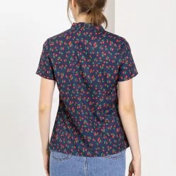 Allegra K Tie Bow Neck Cherry Printed Blouse Clothing 140 Allegra K Tie Bow Neck Cherry Printed Blouse Clothing