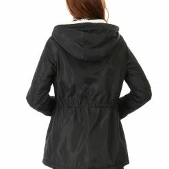 Allegra K Drawstring Wasit Pockets Winter Anorak Jacket Women