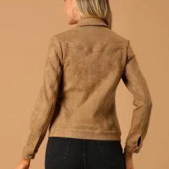 Allegra K Vintage Faux Suede Trucker Jacket