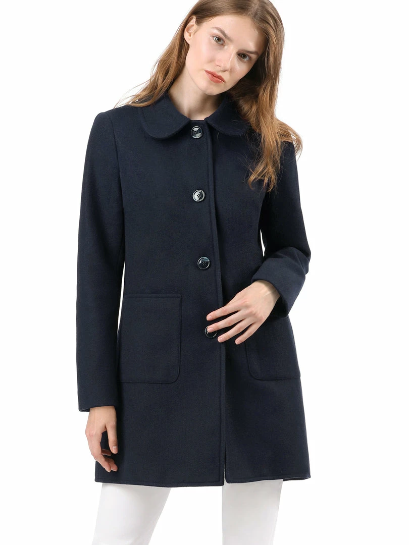 Allegra K Rounded Collar Single Breasted Coat With Front Pockets 16 Allegra K Rounded Collar Single Breasted Coat With Front Pockets