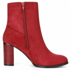 Allegra K Shoes YFLA5022-3 Women Round Toe Block Heel Ankle Booties