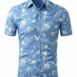 Allegra K Men's Shirts Short Sleeve Button Down Floral Printed Shirt 37 Allegra K Men's Shirts Short Sleeve Button Down Floral Printed Shirt