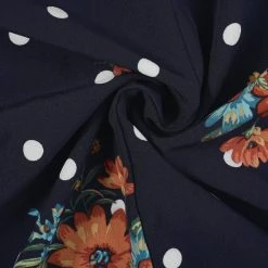 Allegra K Women's Tie Ruffled Neckline Polka Dots Long Sleeves Floral Blouse Tops