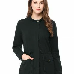 Allegra K Zip Up Drawstring Waist Casual Cotton Coat 12 Allegra K Zip Up Drawstring Waist Casual Cotton Coat