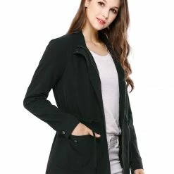 Allegra K Zip Up Drawstring Waist Casual Cotton Coat 13 Allegra K Zip Up Drawstring Waist Casual Cotton Coat