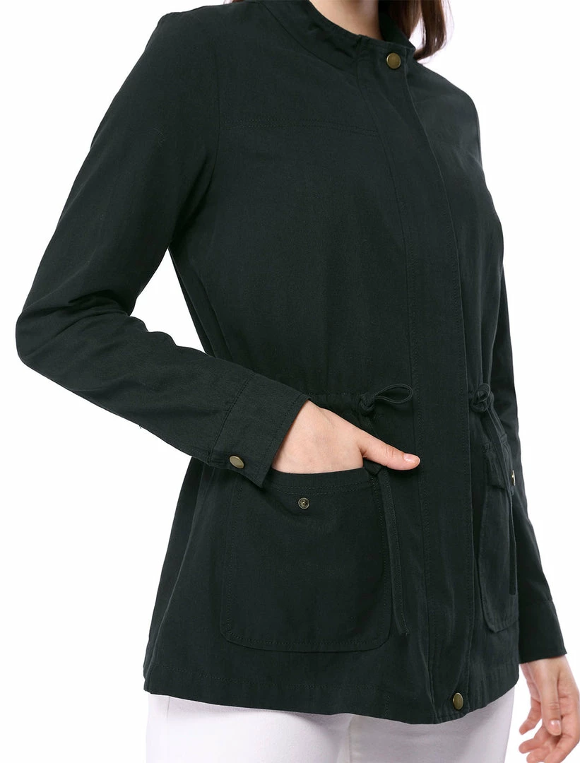 Allegra K Zip Up Drawstring Waist Casual Cotton Coat 9 Allegra K Zip Up Drawstring Waist Casual Cotton Coat