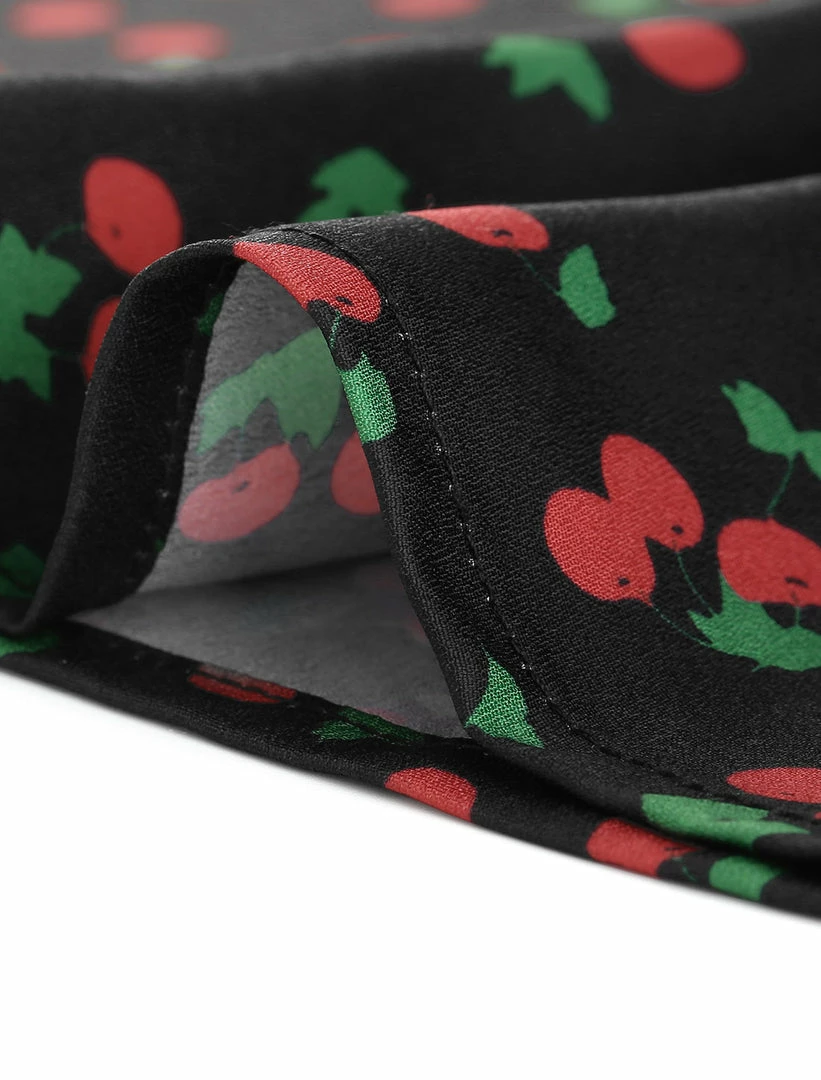 Allegra K Tie Bow Neck Cherry Printed Blouse Clothing 57 Allegra K Tie Bow Neck Cherry Printed Blouse Clothing