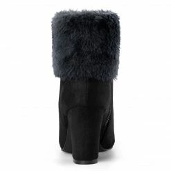 Allegra K Shoes Women's Faux Fur Round Toe Block Heel Snow Ankle Boots