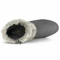 Allegra K Shoes Women's Faux Fur Round Toe Block Heel Snow Ankle Boots