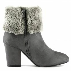 Allegra K Shoes Women's Faux Fur Round Toe Block Heel Snow Ankle Boots