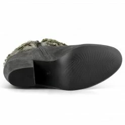 Allegra K Shoes Women's Faux Fur Round Toe Block Heel Snow Ankle Boots