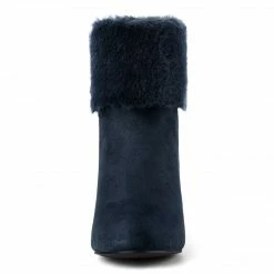 Allegra K Shoes Women's Faux Fur Round Toe Block Heel Snow Ankle Boots