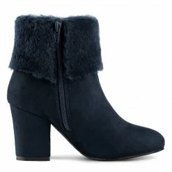 Allegra K Shoes Women's Faux Fur Round Toe Block Heel Snow Ankle Boots